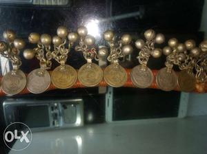 Round Gold-colored Coin Pendant Decors