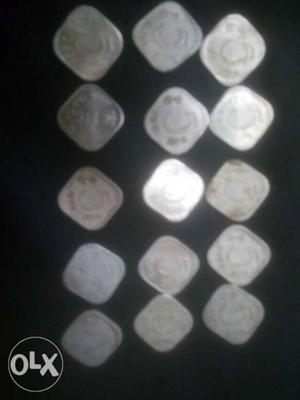 Squircle Silver-colored 5 Indian Paise Coin Lot