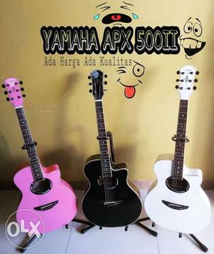 Three Yamaha Cutaway Acoustic Guitars