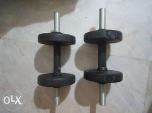 Two Black Fixed Weight Dumbbells