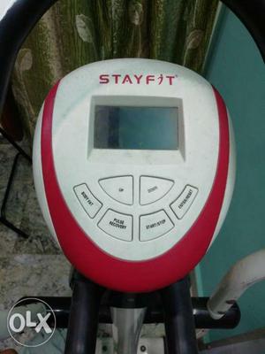 White And Red Stayfit Stationary Bike Dashboard
