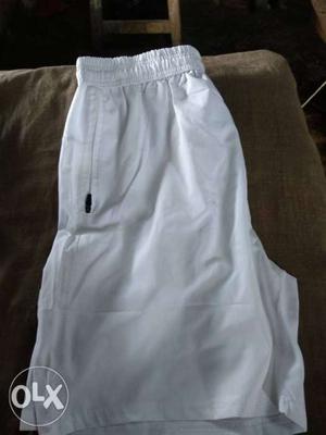 White Elastic-waist Shorts