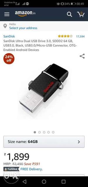 Black And Gray SanDisk Ultra Dual USB Connector Screenshot