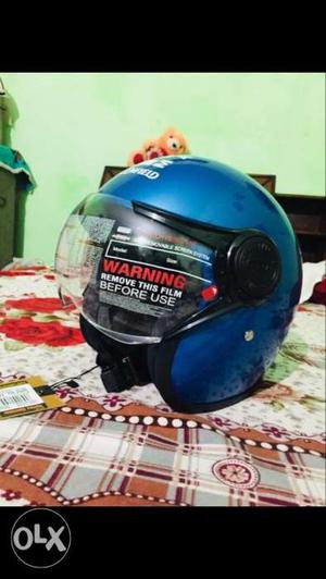 Blue And Black Open-face Helmet