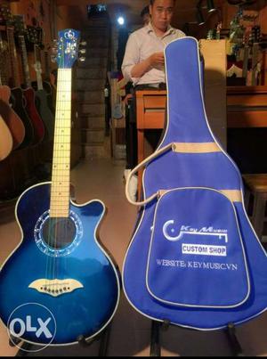 Blue Burst Single Cutaway Acoustic Guitar With Gig Bag
