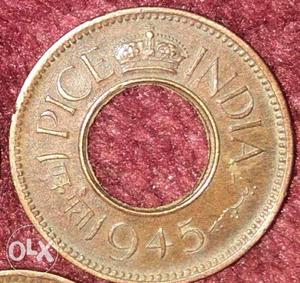 British India  coin 1 pice