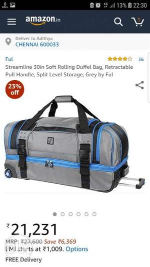 Ful brand Black Streamline Duffel Bag unused new brought