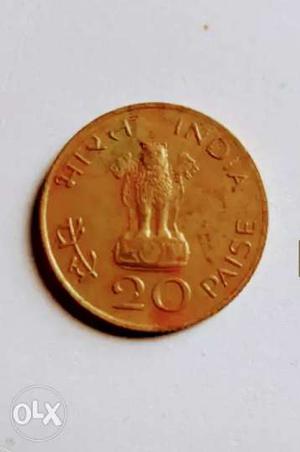 Indian Mahatma gandi 20 paise coin 