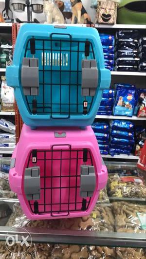 Red And Blue Plastic Pet Carrier