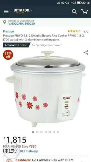 White And Red Floral Prestige Rice Cooker Screenshot
