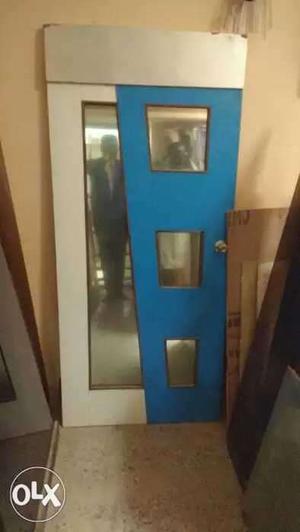 Blue And Gray Wooden door