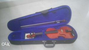 Brown Violin With Blue Case