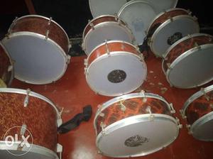 Brown-and-white Percussion Drum Lot