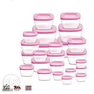 Clear-and-pink Plastic Container Lot