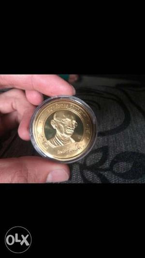 Gold-colored Gandhi Commemorative Coin