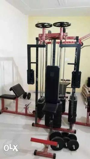 Multi-purpose Home Gym Black And Red with banch pres and all
