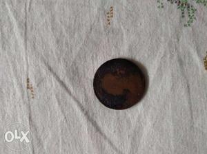 One quarter Anna coin of India  back side