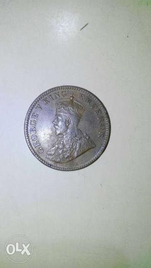One quarter anna  george v king coin at very