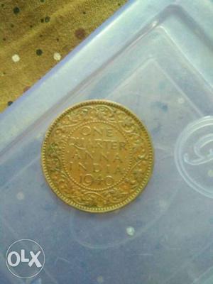 Round  Gold-colored Indian Anna Coin