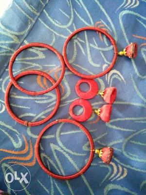 Six Red Jhumka Jewelries
