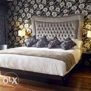 Tufted Gray Bed