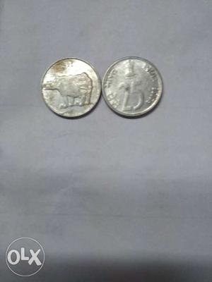 Two 25 Indian Paise Cois