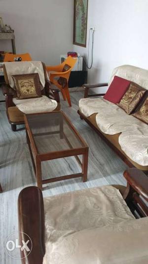 Wooden sofa 3 plus 2 in good condition.