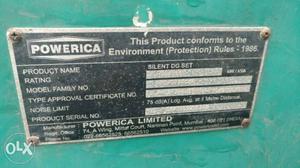 160 KVA Sparingly used Green Powerica Electronic Device