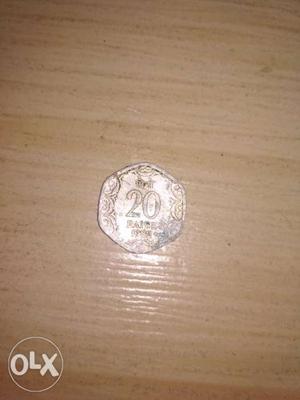 A 20 paise indian silver coin