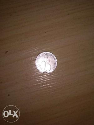 A 25 mini paise indian silver coin