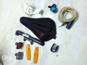 Black Bicycle Seat And White Cable Lock