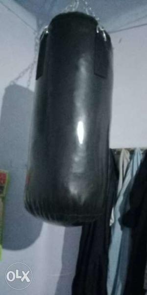 Black Leather Hanging Punching Bag
