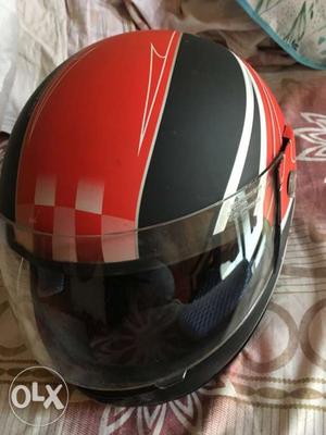Black, Red, And White Full-face Helmet