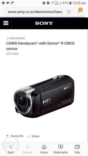 Black Sony CX405 Handycam Screenshot
