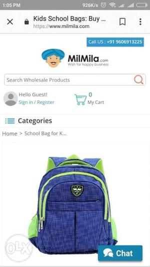 Blue And Green MilMila Backpack Screenshot