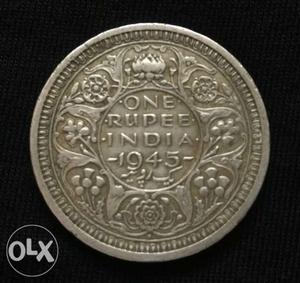 British period George king silver one Rupee coin.