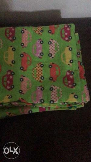Flannel infant cot liner and pillow cover. New, unused. From
