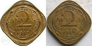 Gold-colored 2 Indian Anna Coin Collage