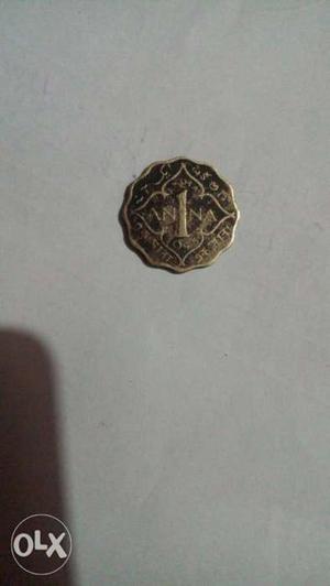 Gold colour coin.