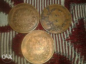 Half Anna Of  Set Of 3 Coins Paytm Accepted