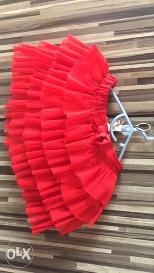 Lava red colour skirt for 5 to 9 years old girl