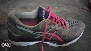 Pair Of Gray-and-pink New Balance Sneakers