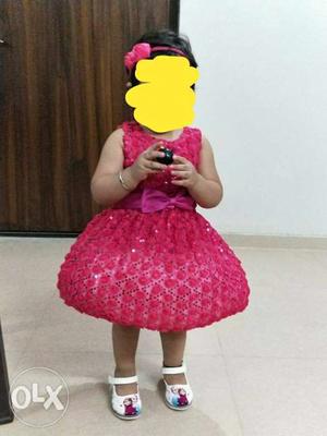 Pink kids Balloon dress..3-4 years age