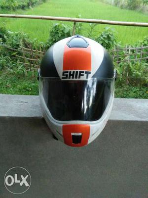 Red, White, And Black Shift Full-face Motorcycle Helmet