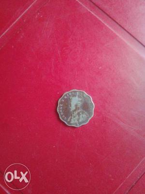 Round Scalloped Edge Silver-colored Coin