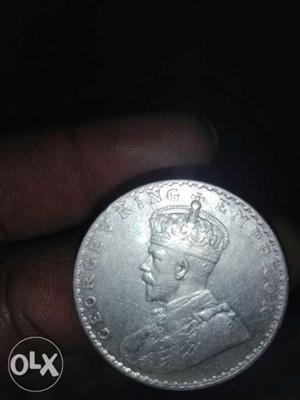 Round Silver-colored George King Emperor Embossed Coin
