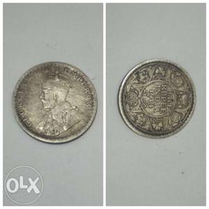 This is  old HALF RUPEE Indian selver coin