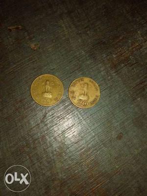 Two 20 paise coins in 