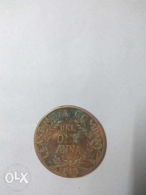's copper one anna coin