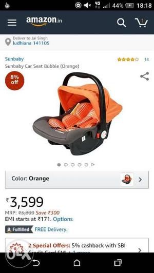 Baby's Red And Gray Car Seat Carrier Screenshot